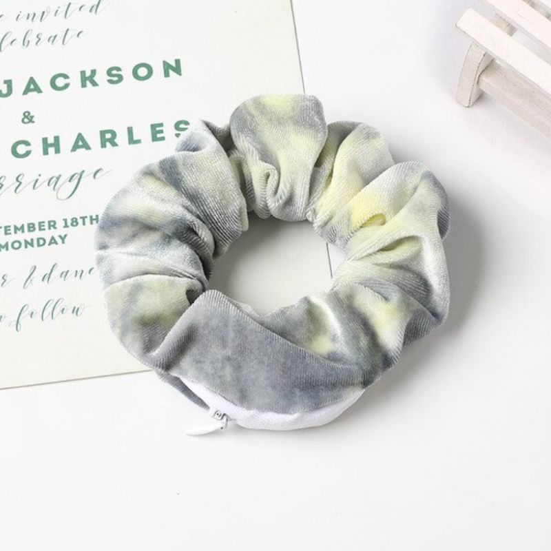 Scrunchie Haargummi Velvet Samt mit Reissverschluss Poket 