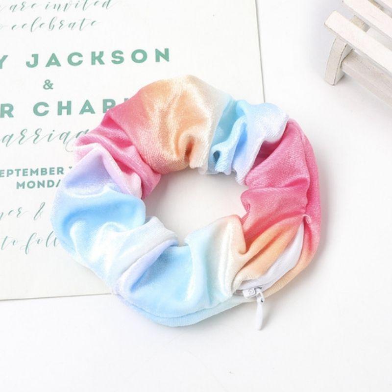 Velvet Samt Scrunchies Haargummi mit Reissverschluss und Aufbewahrungsystem 