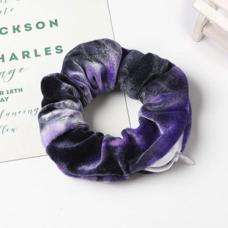 Batik Scrunchies Haargummi mit verstecktem Reissverschluss 