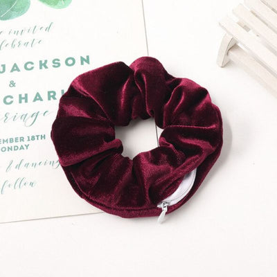 Reissverschluss Samt Velvet Scrunchie Haargummi mit Reissverschluss 