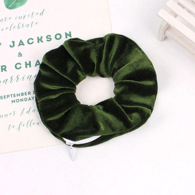 Olive Gruene Scrunchies aus Velvet Samt Stoff mit Reissverschluss - Scrunchie Poket 