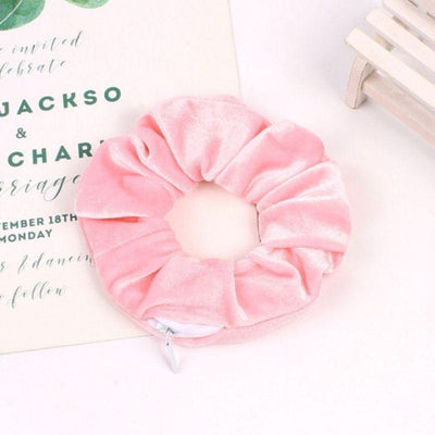 Baby Rosa Haargummi Scrunchies mit verstecktem Reissverschluss - Perfektes elastisches Haargummi Multifunktional 