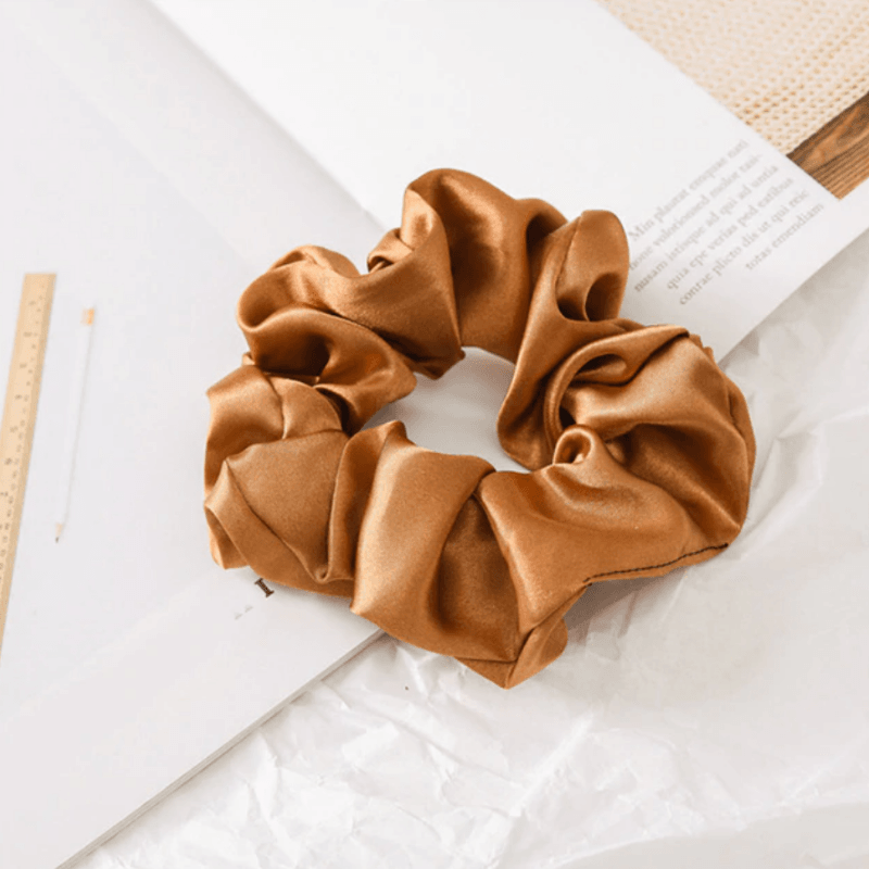 Karamell Farbe Scrunchie Haargummi Satin Glanz