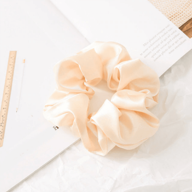 Satin Scrunchies 'Feels Like Silk' – 3er Set In Rotwein, Braun & Champagner, Weiche Haargummis Für Frauen