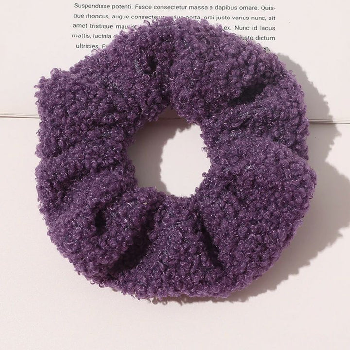 Violettes Damen Scrunchie mit Plüsch Effekt 