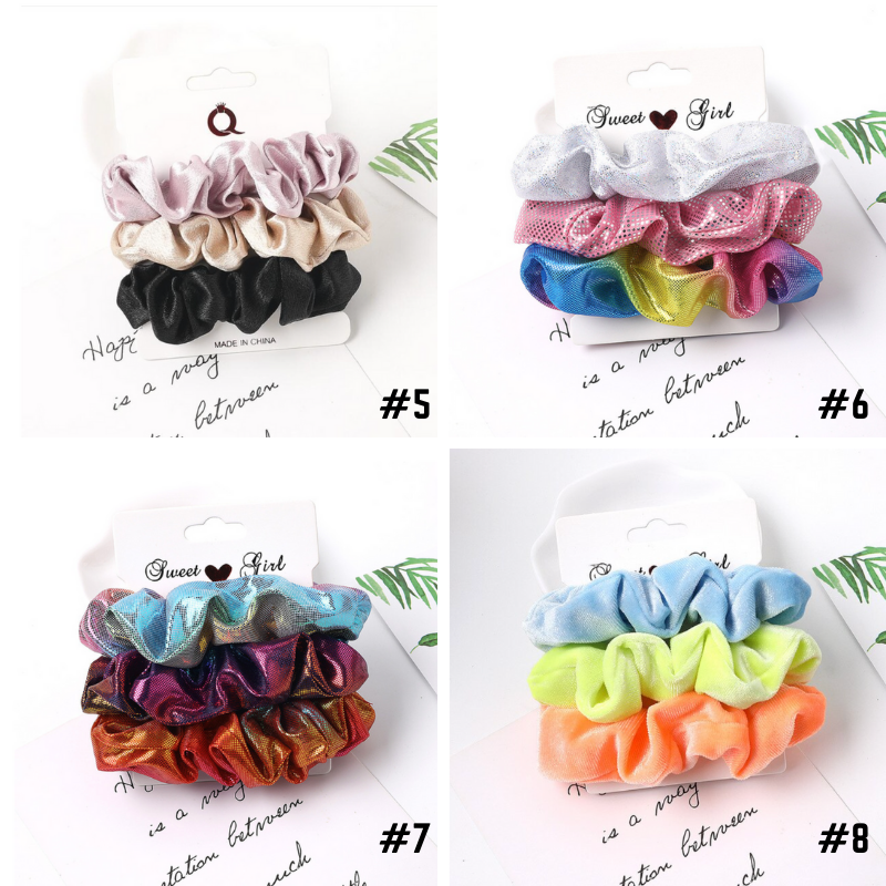 Haar Zubehör Damen - Scrunchies in Velvet Samt und Metallic Effekt