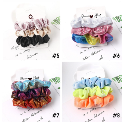 Haar Zubehör Damen - Scrunchies in Velvet Samt und Metallic Effekt