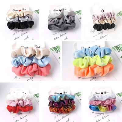 Scrunchie Haargummis im Set in vielen Farben und Stoffen