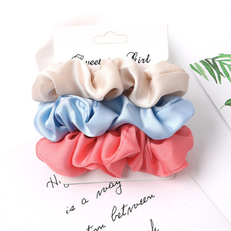 Scrunchies in schönen Pastel Farben - beige hellblau und koral