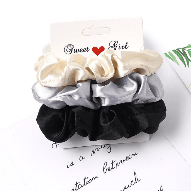 Scrunchies Haargummi in silber beige und schwarz
