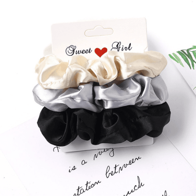 Scrunchies Haargummi in silber beige und schwarz