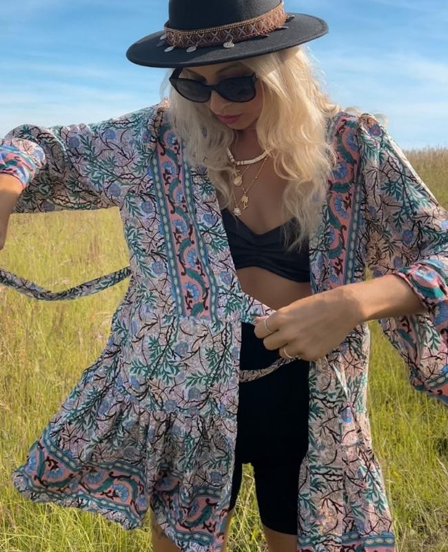 Kurzes Damen Seidenkleid Wickelkleid und Kimono in Einem - Seiden Kleidung kaufen