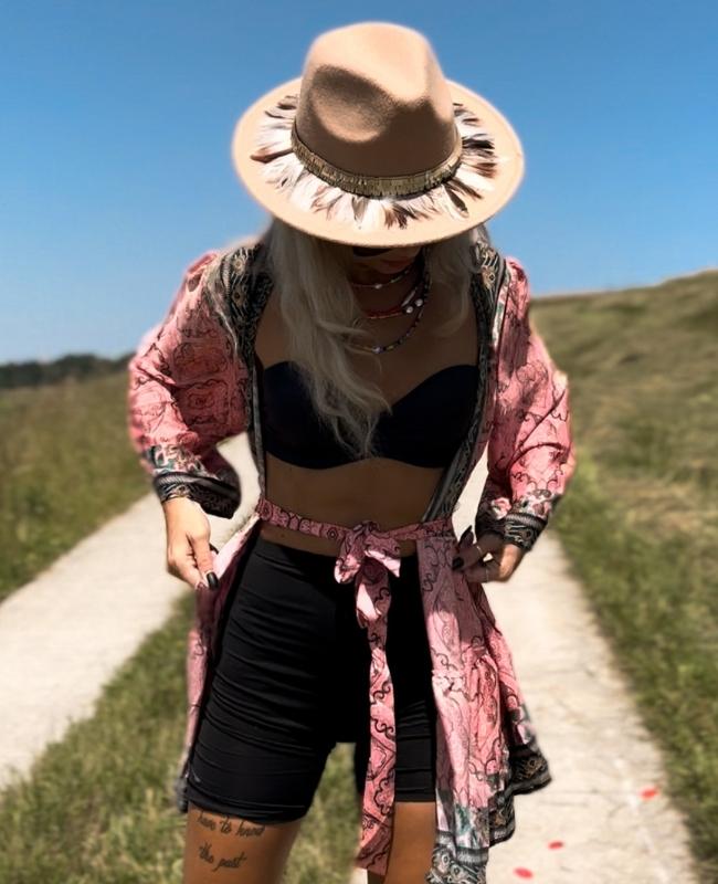 Luftiges Damen Kleid Kimono in kurz aus Seide- Kurzer Seiden Kimono online kaufen