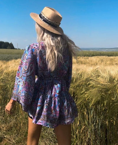Elegantes Damen Boho Paisley Kleid aus Seide