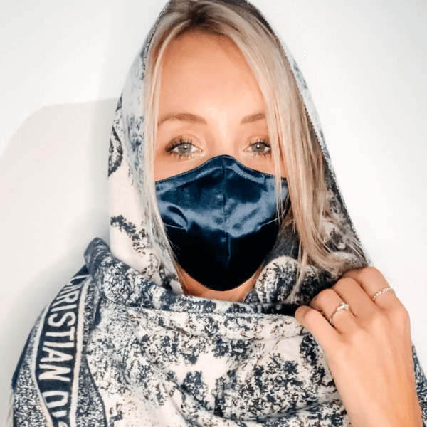 Seidenmaske blau | Stoffmaske aus Seide für die ganze Familie | Seidenmaske in Korbform Schweiz kaufen | Fashion Seidenmaske mit Nasenbügel