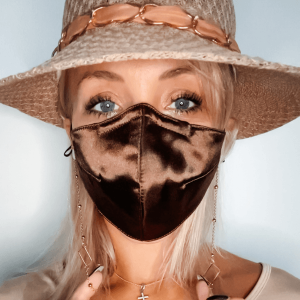 Braune Seidenmaske mit Korbform und Nasenbügel | Stoffmaske aus Seide | Seidenmasken Damen und Herren und Kinder Schweiz | braune Maske