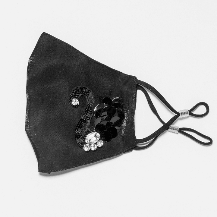 Elegante Gesichtsmaske aus schwarzer Baumwolle Viskose - Wiederverwendbare Maske Damen