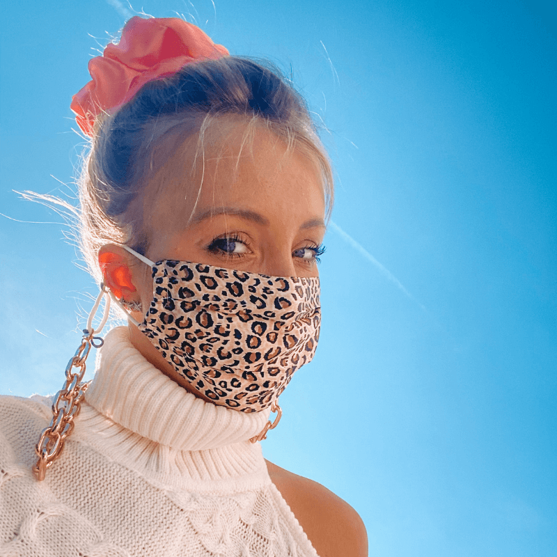 Stoffmaske aus Seide mit Leoparden Muster