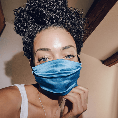 Seidenmaske blau | Seiden Stoffmaske für Damen und Herren | Seidenmaske kaufen Schweiz