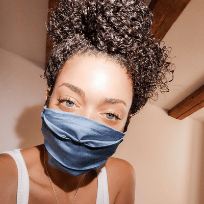 Seidenmaske blau | Seiden Stoffmaske für Damen und Herren | Seidenmaske kaufen Schweiz