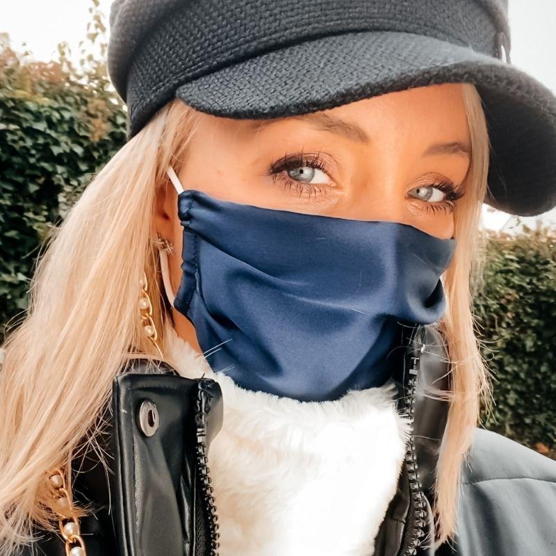 Dunkelblau Seidenmasken Mundschutz Stoffmasken aus Seide - Textilmasken - Maulbeerseide Masken