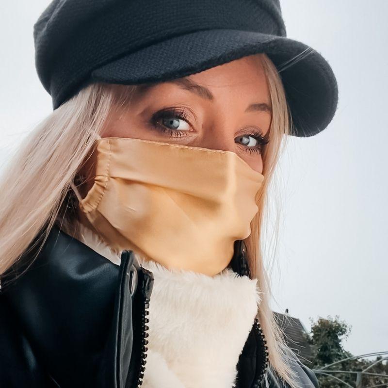 Goldene Maulbeerseiden Masken Stoffmasken Textilmasken Mulberry Silk 