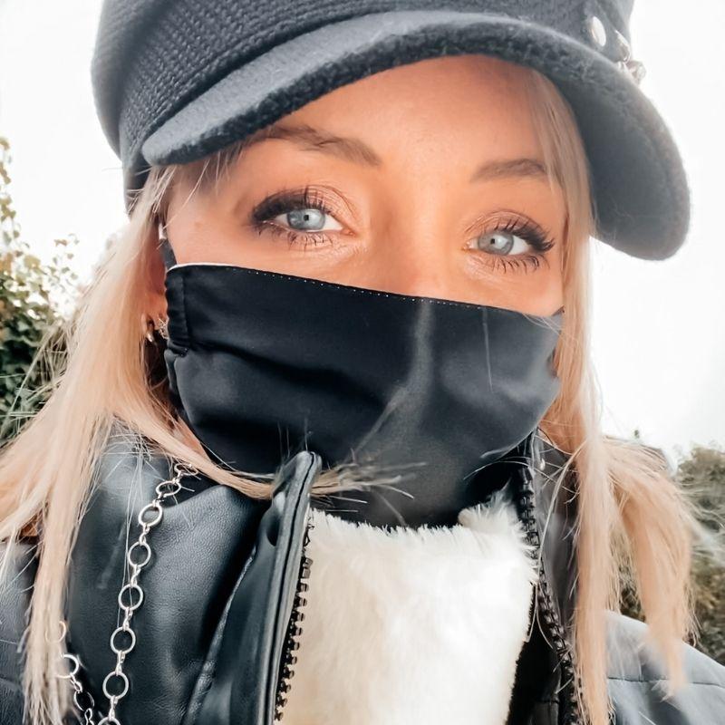 Schwarze Seidenmaske Mundschutz Maske aus Seide - Maulbeerseide Masken Schweiz