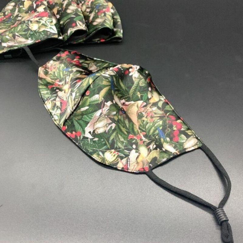 Grüne Tropical Style Seidenmasken für Erwachsene - Mundschutz gegen Pickel