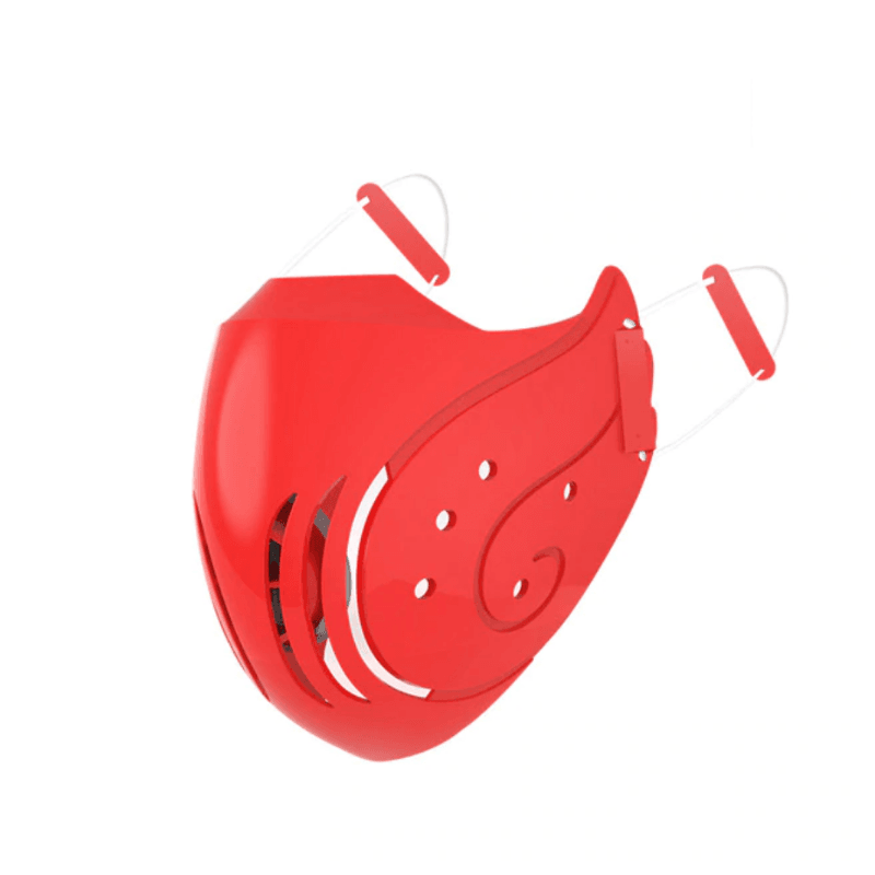 Rote Schutzmaske in ergonomischem designer Style. Mehr Platz zum atmen
