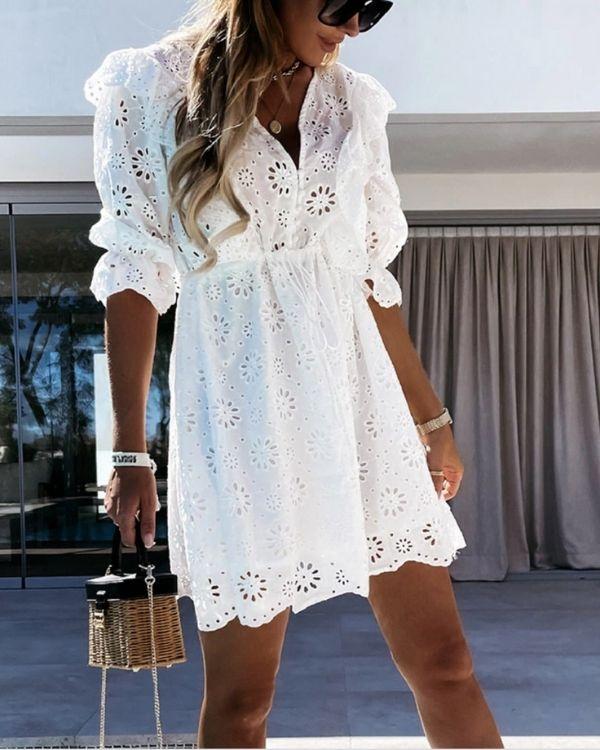 Weisse Cut-Outs Boho Chic Damen Kleid Sommer Schweiz Just Style 