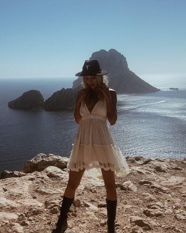 Ibiza Boho Sommerkleid Es Vedra - Ruffeld Skater Style Kleid 