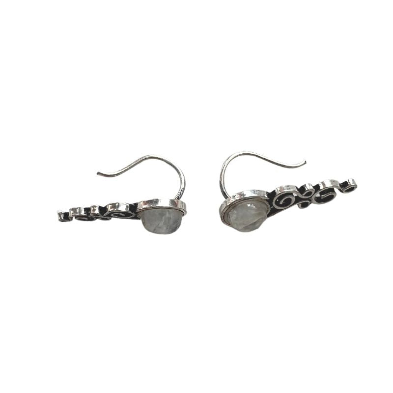 Sterling Silber 925 Ohrringe zum einhaengen mit rundem Mondstein 