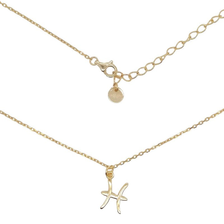 Sternzeichen Halskette mit Fische Pisces Zodiac Symbol Anhaenger - Sterling Silber 925 Halskette 