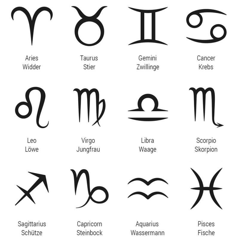 Tierkreiszeichen Symbole grafisch Sternzeichen