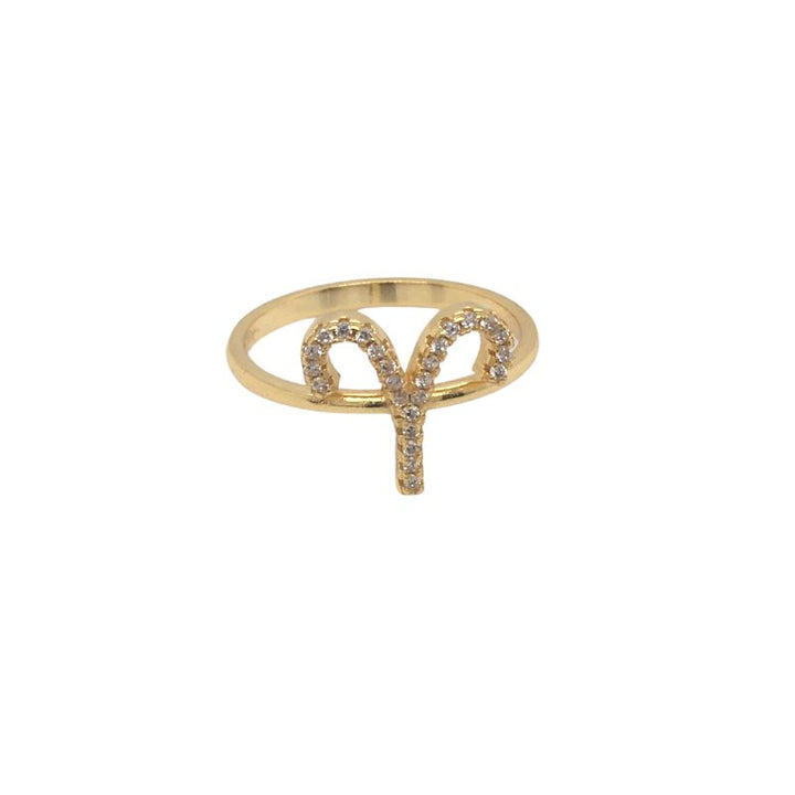 Widder Sternzeichen Fingerring Ring aus Sterling Silber 925 vergoldet mit Zirkonia Steinen 
