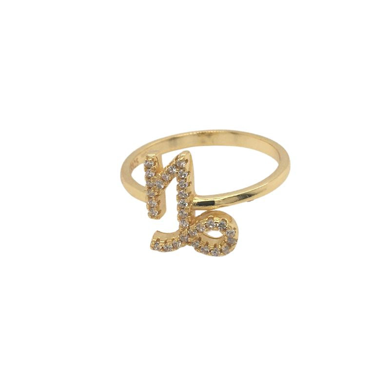 Sternzeichen Steinbock Fingerring, Ring aus Sterling Silber 925 mit Zirkonia Steinen
