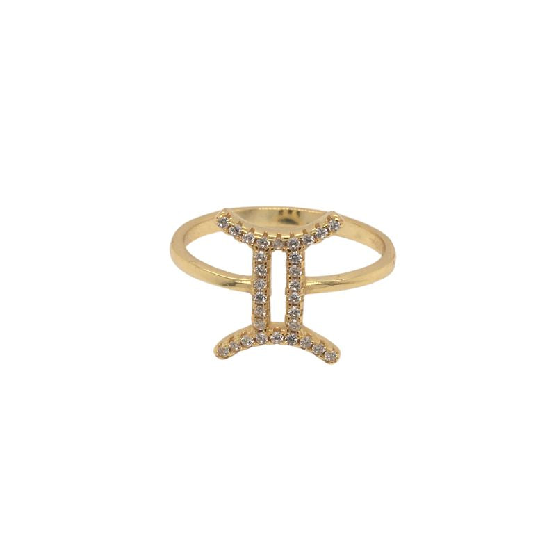 Gemini Zwillinge Sternzeichen Zodiac Fingerring Ring mit ZIrkonia Steinen 