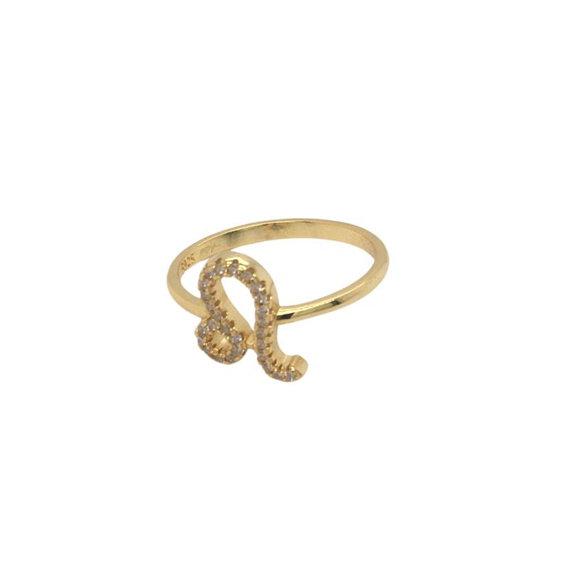 Sterling Silber 925 Fingerring Ring mit Loewe Leo Sternzeichen Tierkreis Symbol aus Zirkonia Steinen 