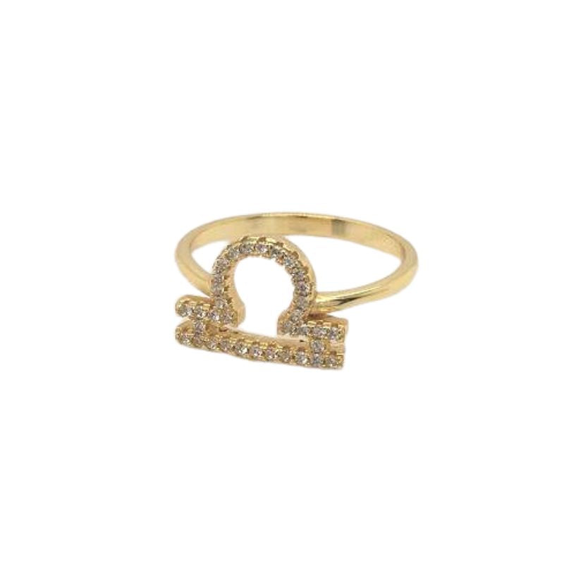 Sterling Silber 925 Fingerring Ring mit Zirkonia Steinen im Libra Waage Symbol