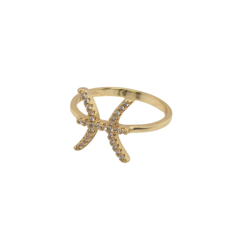 Sterling Silber 925 Fische Pisces Sternzeichen Zodiac Symbol Fingerring Ring