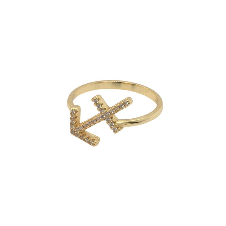 Schuetze Sagittarius Fingerring Ring mit Sternzeichen Symbol aus Zirkonia Steinen -  Sterling Silber 925 Fingerringe vergoldet