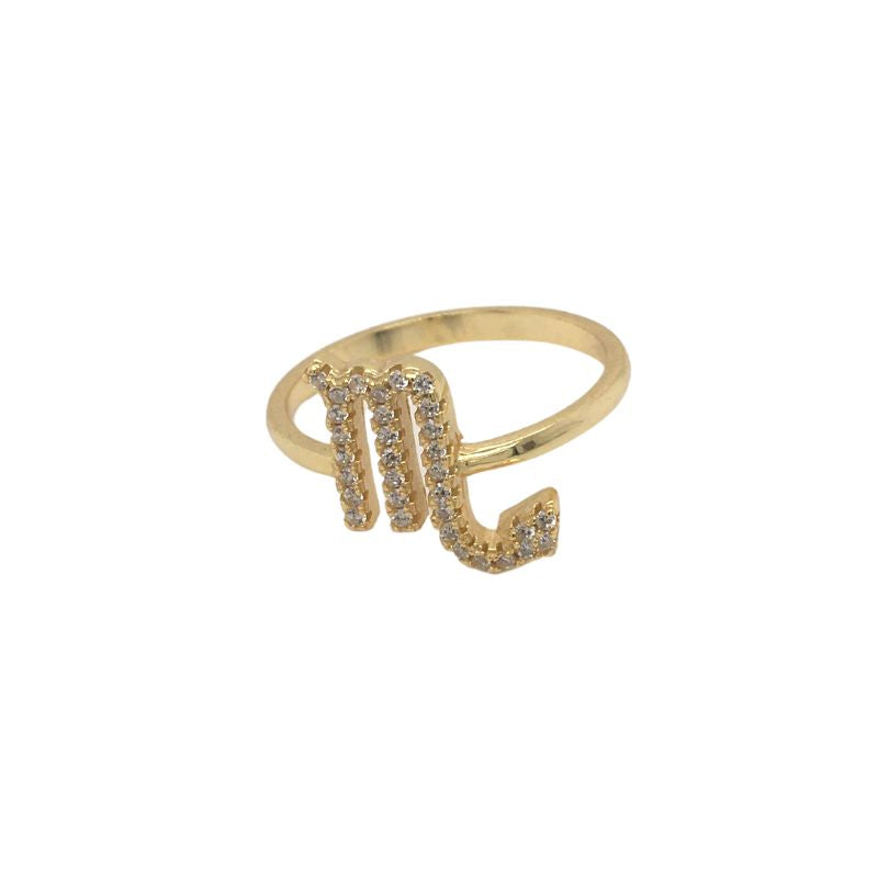 Sterling Silber 925 Fingerring vergoldetet mit Skorpion Sternzeichen Symbol