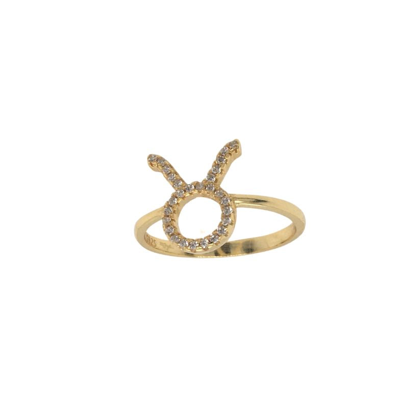 Stier Taurus Sternzeichen Fingerring Sterling Silber 925 vergoldet 