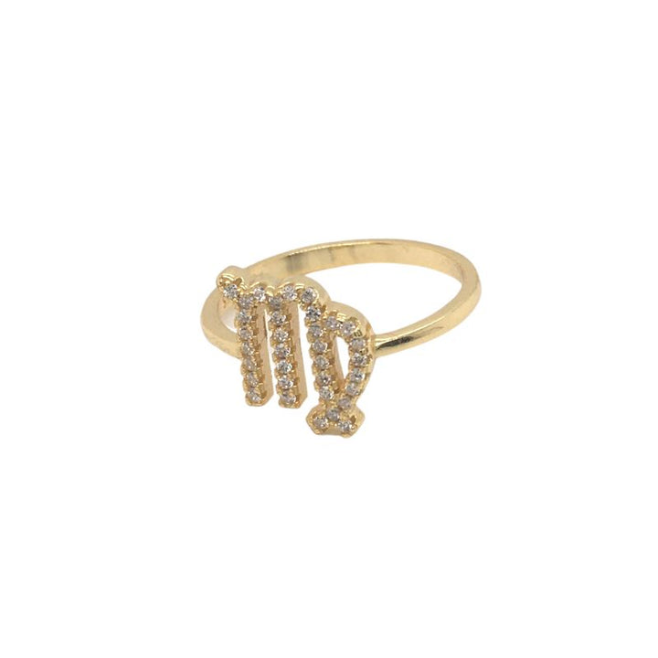 Virgo Jungfrau Sterling Silber 925 Fingerring Ring vergoldet mit Zirkonia Steinen
