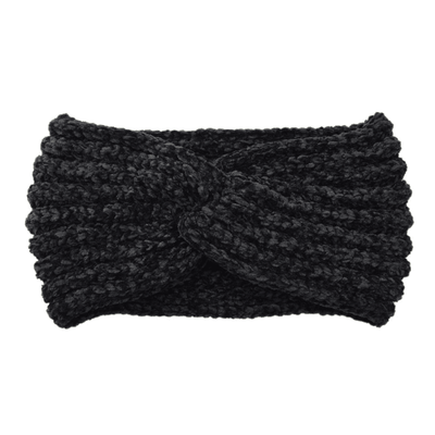 Schwarzes Strickstirnband Haarband Damen gekreuzt