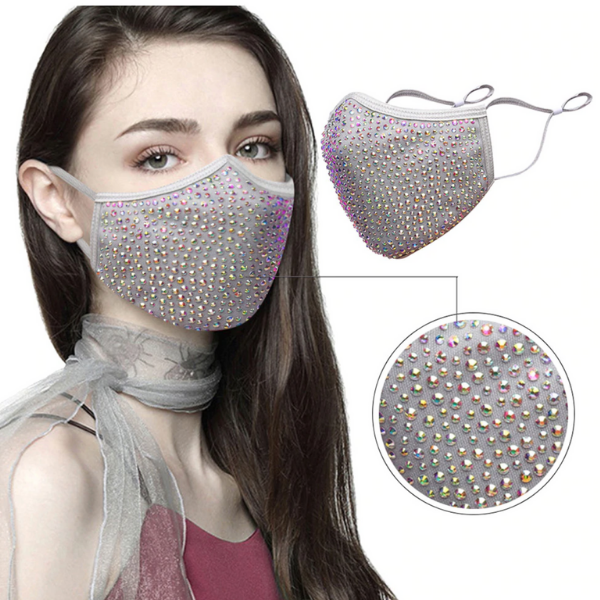 Glitzer Stoffmaske Schweiz | Mundschutz Maske mit Glitzersteinen | Fashion Maske Glitzer Nieten | Glitter Mask