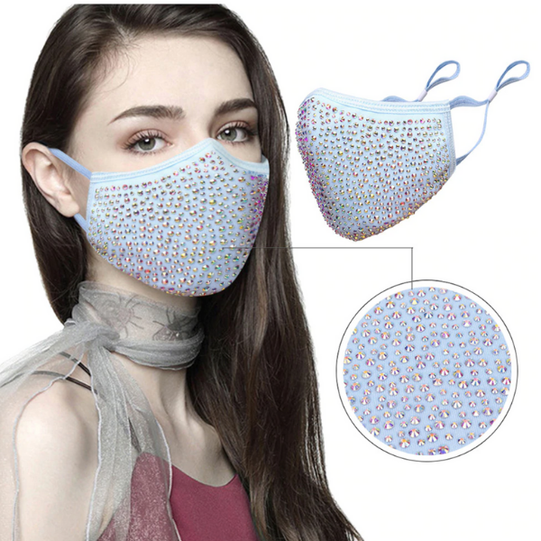 Glitzer Stoffmaske Schweiz | Mundschutz Maske mit Glitzersteinen | Fashion Maske Glitzer Nieten | Glitter Mask