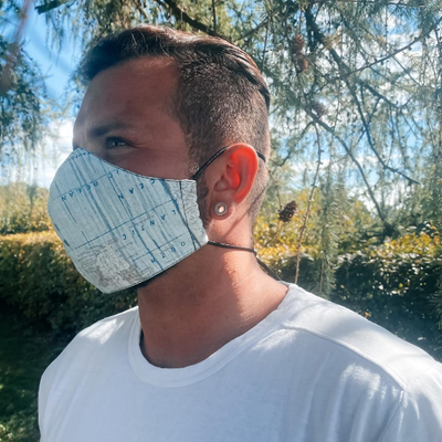 Herren Kettenmaske Blau Worldmap