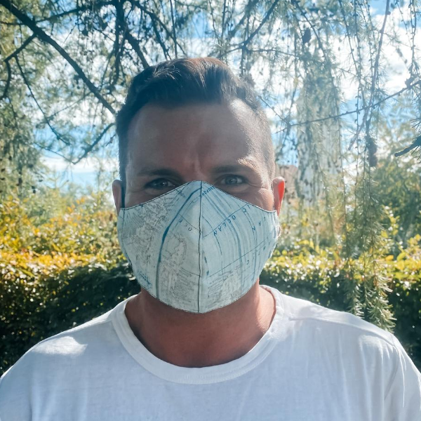 Herren Kettenmaske Blau Worldmap