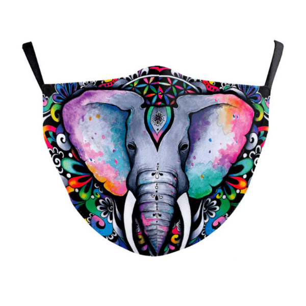 Psychedelic Stoffmaske Damen und Herren | Spiritual Energy Style Maske | Farbige Fashion Maske mit Spirituellen Mustern | Energie Farben und Blumen Stoffmaske | Corona Fashion Designer Maske kaufen